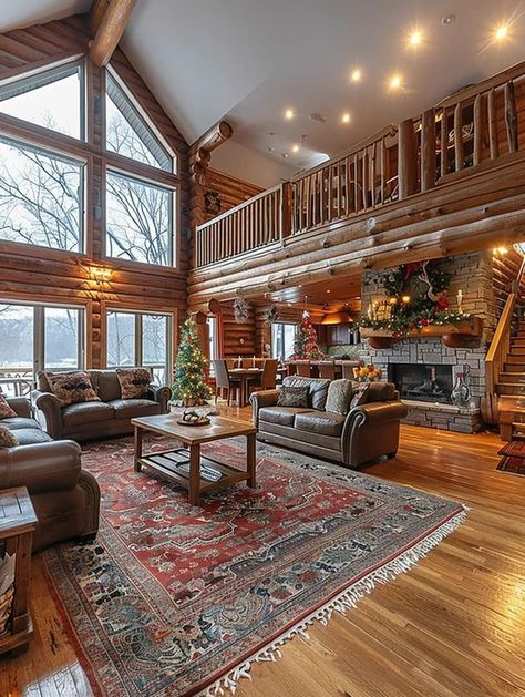 Attractive Log Cabins Log Cabin Homes Interior, Log Cabin Living Room, Log Cabin Interior Design, Cabin Homes Interior, Loft Windows, Cabin Interior Design, Log Cabin Living, Log Cabin Interior, Cabin Chic