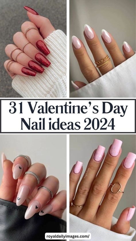 Valentine’s Day Nail Designs February Nail Designs Almond, Simple Nail Designs Valentines Day, Vday Nails Valentines Day Short, Neutral February Nails, Simple Valentines Day Nails Almond, Elegant Valentine Nails, Valentine Nails Designs Gel, February Nails Ideas Valentines Day Red, Nude Valentines Day Nails