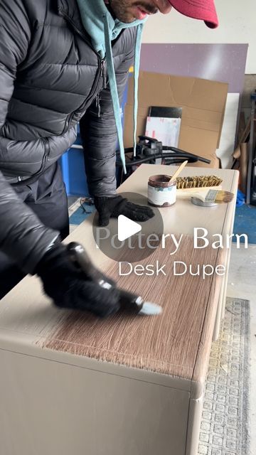 317K views · 15K likes | Connor Sweeney | Furniture Flipper on Instagram: "Get the pottery barn style without paying the pottery barn prices 💸  Take a look at how I was able to create this $1,500 pottery barn desk dupe with just some spray paint, glaze, and a couple of items laying around the house 🏠   A big thank you to @shellychicboutique for the inspiration to try this technique out ‼️  Let me know down below if you think this piece can pass as a pottery barn item 🤭  See you all in the next one ❣️ • • • • • • • #furnitureflip #furnituremakeover #paintedfurniture #upcycledfurniture #furniture #furniturerestoration #upcycle #furnitureartist #homedecor #furnituredesign #diy #refinishedfurniture #vintagefurniture #vintage #chalkpaint #interiordesign #chalkpaintedfurniture #beforeandafter Pottery Barn Furniture Finish, Pottery Barn Sausalito Diy, Upcycled Desk Ideas, Pottery Barn Wood Finish Diy, Pottery Barn Duplicate Diy, Pottery Barn Diy Furniture, Pottery Barn Painting Techniques, Pottery Barn Seadrift Finish Diy, Pottery Barn Stain Diy