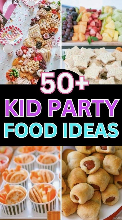 Turn your child's birthday celebration into a delightful culinary journey with our imaginative kids' party food ideas. Offering a mix of sweet delights and savory bites, these recipes are as easy to make as they are tasty. Whether you're looking for playful treats or nutritious snacks, you'll find the ideal menu to match any party theme and bring joy to your little guests. Cute Food Snacks, Easy Snacks For Sleepovers, Snack Ideas For School Party, Birthday Snack Ideas For School, Girls Birthday Party Food, Kid Party Food Ideas, Kids Party Sandwiches, Slumber Party Food, Kids Birthday Party Food Ideas