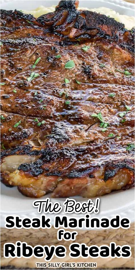 Steak On The Grill Marinade, Marinated Ribeye Steak Recipes, Grilled Ribeye Steak Marinade, Best Grilled Ribeye Steak, Perfect Steak Grill, Rib Eye Steak Recipes Grilled Marinade, Rib Eye Marinade, Best Steak Marinade For Grilling, Ribeye Marinade Recipes