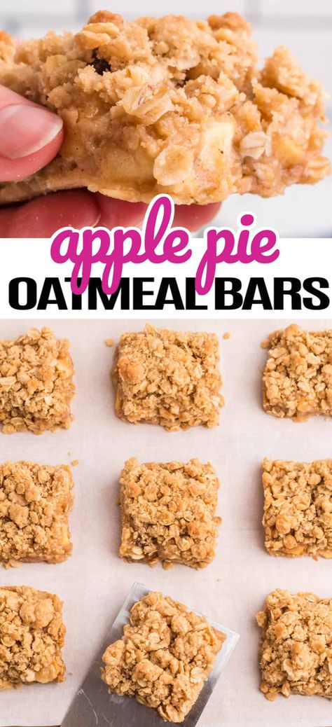 Apple Pie Oatmeal Bars are super easy to make and great to have on hand. Grab an apple oat bar as a yummy breakfast option or a midday snack! #RealHousemoms #apple #applepie #oatmealbars #rolledoats #dessert #breakfast #brunch #summer #4thofjuly Gluten Free Apple Oatmeal Bars, Lodi Apple Recipes, Apple Graham Cracker Dessert, What To Make With Oatmeal, What To Do With Apples From Tree, What To Do With Apples Going Bad, Ways To Use Apples, Leftover Apples Recipes, Gluten Free Apple Pie Bars