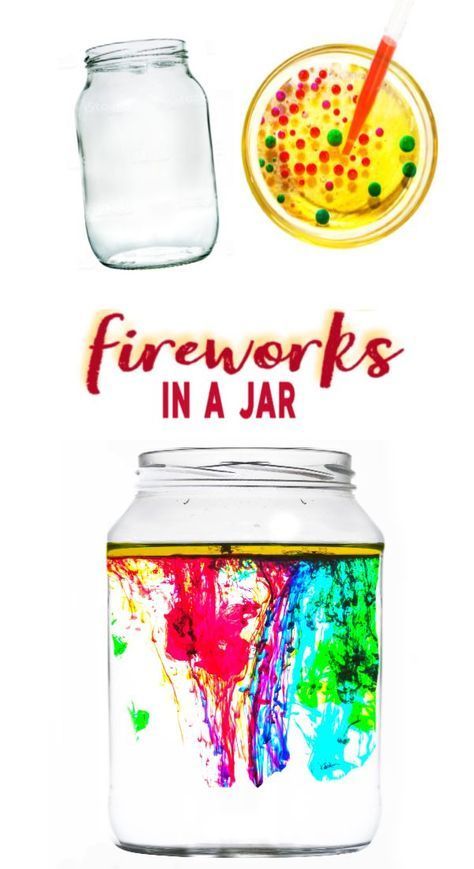 Fireworks In A Jar, Fireworks Craft, Science For Toddlers, Experiment For Kids, Science Fair Project, Science Experiments For Preschoolers, Kid Science, Science Crafts, Kid Experiments