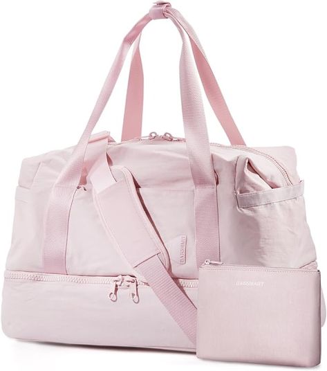 Amazon.com | Weekender Bags for Women, BAGSMART Travel Duffel Bags with Shoe Compartment,Personal Item Travel Bag for Airlines, Carry on Overnight Tote Bag with Toiletry Bag (Pink) | Sports Duffels Cute Duffel Bags, Pink Gym Bag, Cute Gym Bag, Pink Travel Bag, Clothes Room, Foldable Travel Bag, Sleepover Essentials, Pink Duffle Bag, Sleepover Bag