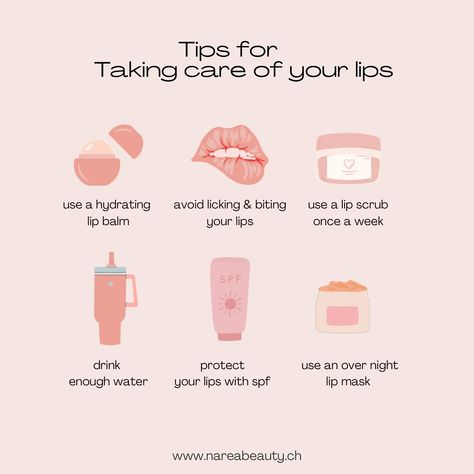 🌟 **Lip Care Tips for Soft, Hydrated Lips!** 🌟 Hey beauties! 💖 Want to keep your lips looking luscious and healthy? Here are our top tips for fabulous lip care: 1. **Hydrate, Hydrate, Hydrate!** 💧 Keep your lips moisturized with a hydrating lip balm. It’s a must for soft lips! 2. **Avoid Licking & Biting!** 🚫 It might be tempting, but licking or biting your lips can lead to dryness and irritation. 3. **Exfoliate Weekly!** 🌿 Treat your lips to a gentle lip scrub once a week to remove dead... Lip Tips And Tricks, How To Make Your Lips Softer, How To Take Care Of Your Lips, How To Stop Lips From Peeling, How To Keep Your Lips Moisturized, Best Lip Scrub Products, Healthy Lips Tips, Lip Glow Up, Lip Care Routine For Dry Lips