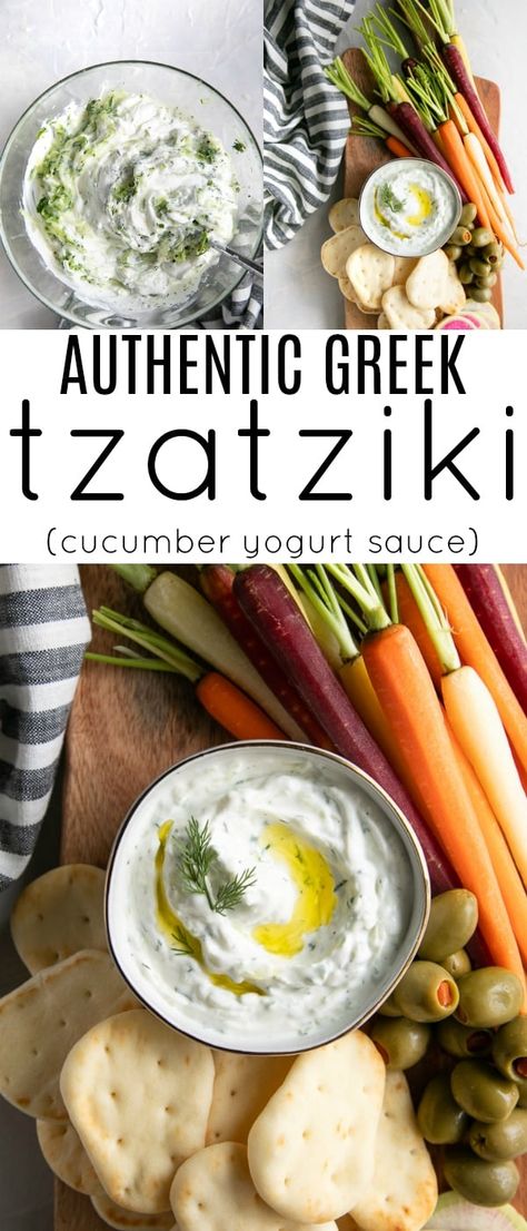 This Tzatziki Sauce Recipe uses refreshing cucumber, creamy Greek yogurt, and fresh dill and comes together in just 10 minutes! Learn how to make this thick and creamy (never runny) tzatziki and serve it with pita bread, fresh vegetables, crackers, falafel, or wrapped in these easy chicken gyros. Taziki Sauce, Cucumber Snacks, Cucumber Yogurt Sauce, Tzatziki Sauce Recipe, Homemade Tzatziki Sauce, Tzatziki Recipes, Cucumber Yogurt, Homemade Tzatziki, Keto Cake