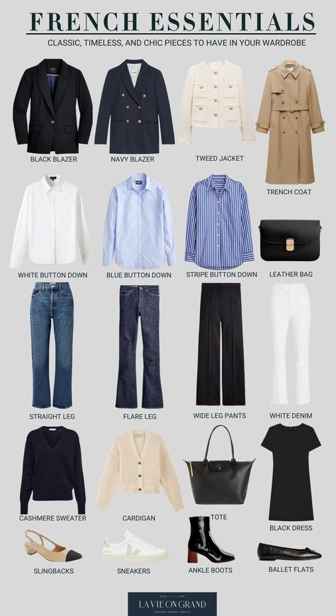 Basic For Wardrobe, Must Have Classic Wardrobe, Must Have Minimalist Wardrobe, After 50 Fashion 50 Style, French Simple Style, Timeless Basic Outfits, Simple Parisian Style, Basic Clothes To Have, Must Have Shirts For Women