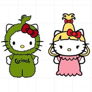 Grinch Hello Kitty, Female Grinch, Christmas Toppers, Grinch Face Svg, Hello Kitty Colouring Pages, Christmas Coloring Sheets, Grinch Svg, Peppermint Christmas, Christmas Topper