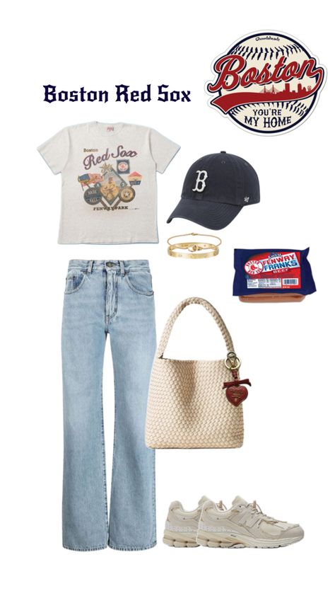 Ft. New balance 2002rd, Red Sox hat and baby tee, outfit inspo, trendy, cool girl aesthetic, Prada key chain. Red Sox Game Outfit, Red Sox Outfit, Boston Red Sox Outfit, Red Sox Game, Game Outfit, Gaming Clothes, Boston Red, Boston Red Sox, Red Sox