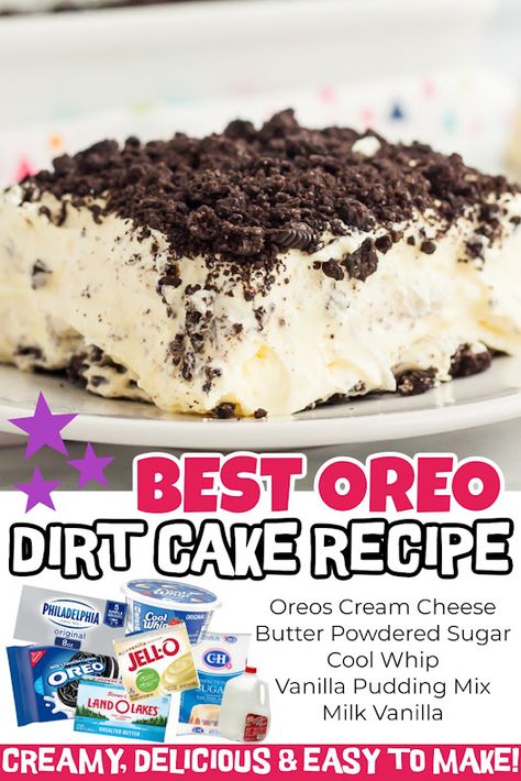 Best Oreo Dirt Cake Recipe | Tha Munchies Dirt Dessert Cake, Best Oreo Dirt Cake, Original Dirt Cake Recipe, Oreo Dirt Cake Recipe, Dirt Dessert Recipe, Dirt Pudding Recipes, Dirt Recipe, Dirt Cake Recipe, Oreo Dirt Cake