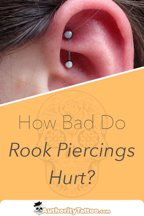 This article explains everything you need to know about rook piercing pain, including how much each part of the process is going to hurt. Ear Piercings Hurt Chart, Ear Piercing Pain Chart, Tragus Piercing Pain, Piercing Art, Ear Piercings Conch, Ear Piercings Industrial, Different Ear Piercings, Ear Peircings, Ear Piercings Chart