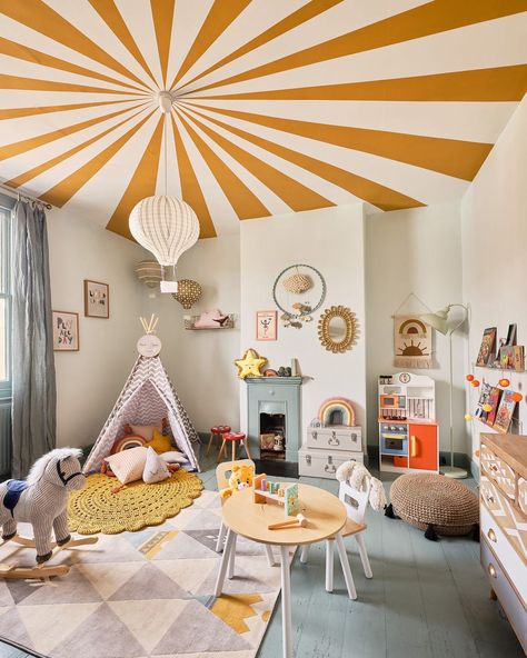 21 fabulous playroom ideas to encourage creativity and play Playroom Paint Colors, Playroom Paint, Pastel Playroom, Playroom Mural, Childrens Blinds, Natural Room, Kids Rooms Inspo, Colorful Playroom, Baby Playroom