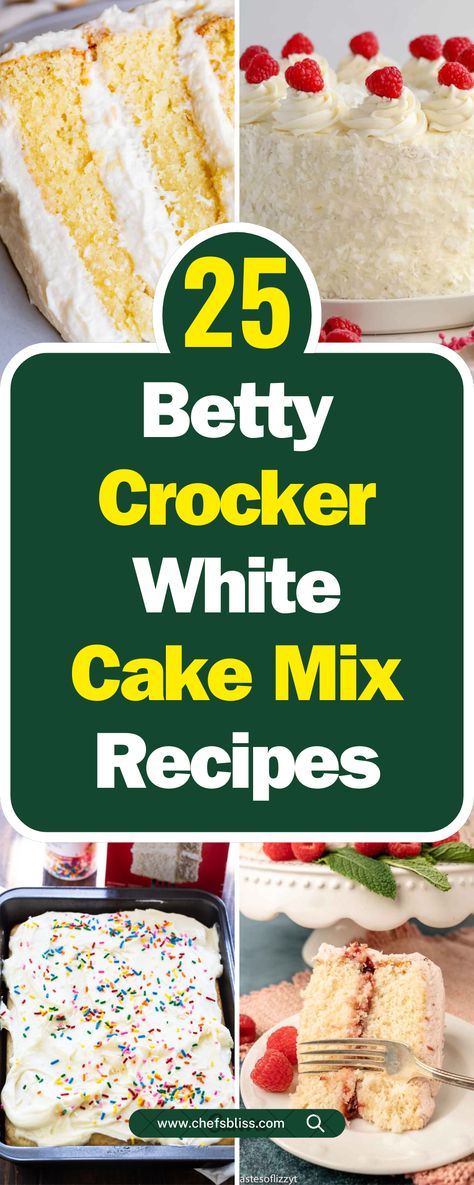 25+ Irresistible Betty Crocker White Cake Mix Recipes to Try Today! Vanilla Cake Recipe From Box Cake Mixes, Ideas For Box Cake Mixes, Coconut Box Cake Mix Recipes, Recipes Using White Cake Mix Desserts, Easy White Cake Mix Recipes, White Cake Mix Recipes Homemade, White Cake Mix Poke Cake Recipes, Easy Cake Mix Cakes, White Bundt Cake Recipes From Mix Boxes