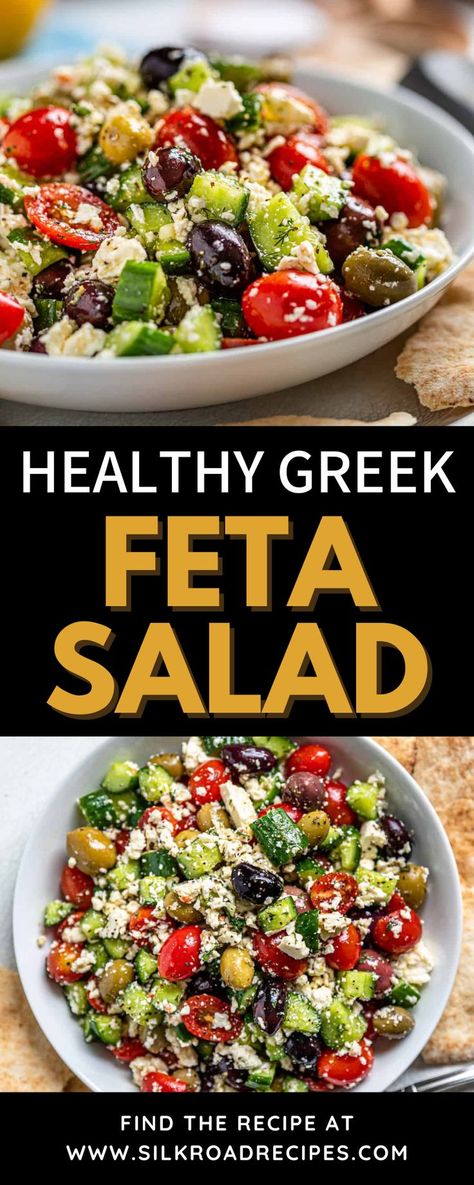 Healthy Feta Salad, Healthy Salad Recipes Low Calorie, Greek Tossed Salad, High Nutrient Salad, Mederanian Salad, No Lettuce Greek Salad, Weight Watchers Greek Salad, Keto Mediterranean Salad, Salad Ideas With Feta Cheese