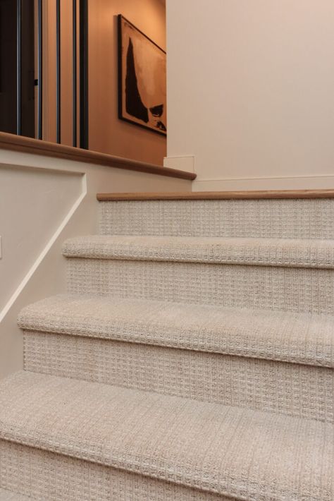 H.J. Martin and Son Hardwood Floors With Carpet Stairs, Modern Carpeted Stairs, Cream Carpet Bedroom Ideas, Lvp Stairs With Runner, Wall To Wall Carpet Stairs, Wood Floor Carpet Stairs, Carpeted Basement Stairs, Finished Basement Carpet Ideas, Tri Level Entryway Ideas