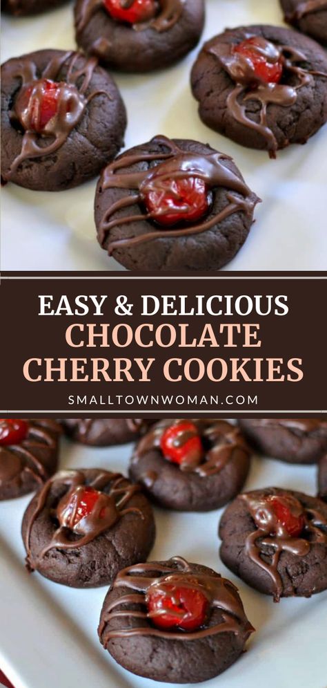 Chocolate Cherry Cookies, Christmas Bakes, Chocolate Christmas Cookies, Chocolate Fudge Sauce, Cherry Cookies, Fudge Cookies, Recipes Christmas, Fudge Sauce, Crinkle Cookies