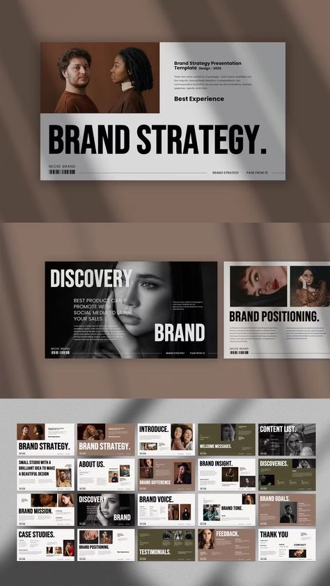 Brand Strategy Powerpoint Presentation Template - 20 unique Multipurpose Slides Luxury Brand Presentation, Branding Presentation Template, Brand Presentation Layout, Slide Design Presentation, Branding Presentation Design, Marketing Presentation Design, Brand Strategy Templates, Marketing Strategy Presentation, Brand Strategy Presentation