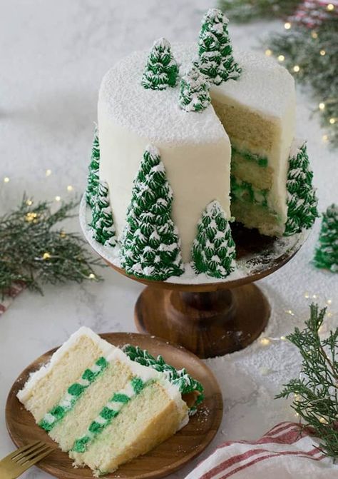 The 11 Best Christmas Cake Ideas | The Eleven Best Christmas Cake Designs, Christmas Cake Decorations, Christmas Cake Recipes, Xmas Cake, Winter Cake, Tree Cake, Christmas Tree Cake, Tree Cakes, Christmas Food Desserts