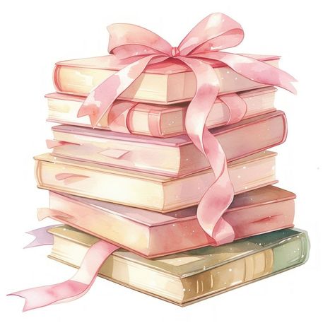 Coquette stack of books illustration watercolor ribbon. | free image by rawpixel.com / Nunny Stack Of Books Illustration, Coquette Frame, Coquette Watercolor, Pink Bow Aesthetic, Watercolor Ribbon, Ribbon Illustration, Pink Drawing, Frame Watercolor, Watercolor Flowers Pattern