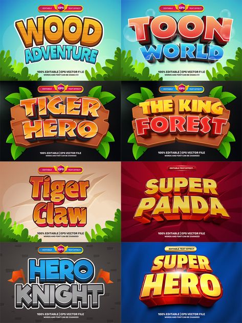 Cartoon Game Text Effect for Adobe Illustrator Text Effects Illustrator, Illustrator Text Effects, Top Free Fonts, Text Games, Game Font, Poster Text, Holi Photo, Cartoon Font, Lettering Inspiration