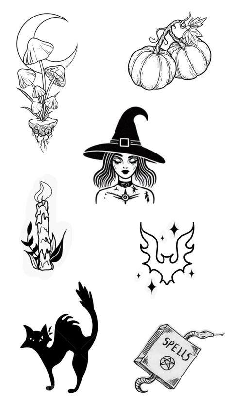 Witchy Flash Tattoo, Witchy Tattoo Flash, Flash Sheet, Tattoo Flash Sheet, Tattoo Flash, Flash Tattoo, I Tattoo, Flash, Tattoos