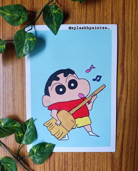 #shinchanpainting Shinchan Wall Painting, Shinchan Painting Ideas, Shinchan Painting Easy, Shinchan Mini Canvas Painting, Crayon Shin Chan Drawing, Shin Chan Painting, Shinchan Art Drawing, Shinchan Mandala Art, Shinchan Drawing Pencil