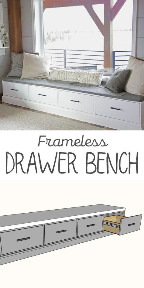 Drawer Bench, Diy Window Seat, Window Bench Seat, Window Mudroom, Diy Storage Bench, Storage Bench Seating, Bench With Drawers, Window Benches, Built In Bench