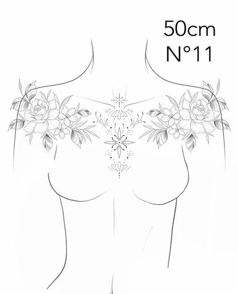 Chest Tattoo Pieces Women, Chest Tattoo Female Stencil, Chest Tattoo Stencils For Woman, Naked Fairy Tattoos For Women, Fineline Chest Tattoo, Peony Chest Tattoo Female, Woman’s Chest Tattoo, Chest And Sternum Tattoo, Chest Tattoos For Women Upper