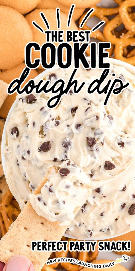 Cookie Dough Dip With Cream Cheese, Cookie Dough Dip Without Cream Cheese, Cookie Dough Cream Cheese, Birthday Party Snack Ideas, Dips Dessert, Cookie Dippers, Chocolate Chip Cookie Dough Dip, Cookie Dough Dip Recipe, Chocolate Chip Dip