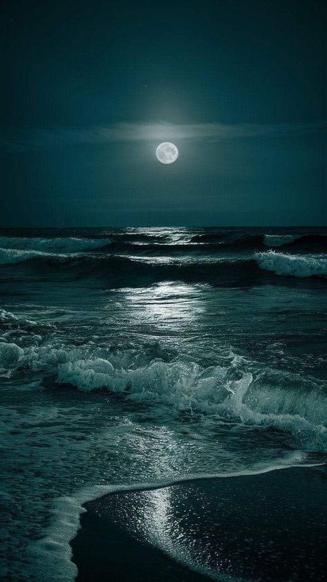 Moon Classic Art, Moon Photography Wallpaper, Sapphic Symbolism, Moon And Sea Aesthetic, Moonlight Movie Wallpaper, Night Theme Wallpaper, Night Sea Wallpaper, Black Beach Wallpaper, Night Ocean Wallpaper