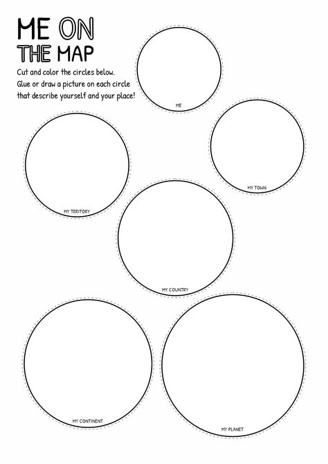 Me On the Map Circle Book Me On The Map Craft, Me On The Map Kindergarten, Me On The Map Free Printable, Geography Activities For Kids, Me On The Map Activities, Ks1 Geography, Me On A Map, Geography Interactive Notebook, Around The World Crafts For Kids