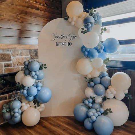 Something Blue Before I Do 💙🥂💍✨ The perfect afternoon for a beautiful bridal shower luncheon! And this dreamy theme complements all the different shades of blue her bridesmaids will be in on the big day 🥰 Special shoutout to Ashley at @lundstromflorist for whipping up these beautiful fresh florals! Check her out for your floral needs! 💐 Blue Theme Engagement Party, Blue Bridal Shower Balloon Arch, Periwinkle Bridal Shower Ideas, Something Blue Bridal Shower Brunch, Something Blue Party Theme, Something Blue Bridal Shower Balloons, Something Blue Themed Party, Dreamy Bridal Shower Ideas, Something Blue Bridal Shower Decorations