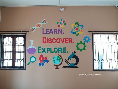 Classroom Door Ideas Science, Science Lab Decoration Ideas, Science Soft Board Decoration, Science Hallway Decorations, Science Wall Art Classroom, Science Classroom Door Decorations, Biology Lab Decoration Ideas, School Exhibition Decoration Ideas, Science Door Decorations Classroom