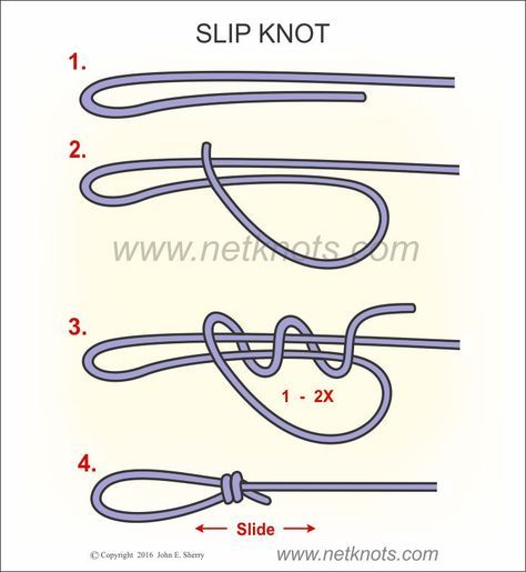 slip knots that slide | Slip Knot - How to tie a Slip Knot Tie A Slip Knot, Adjustable Bracelet Diy, Slip Knot Bracelets, How To Tie A Knot, Sliding Knot Bracelet, Camping Knots, Loop Knot, Survival Knots, Knots Guide