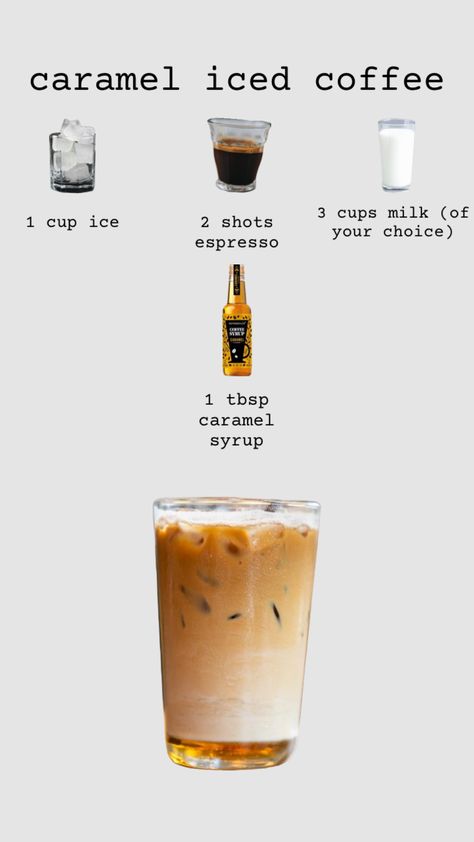 Caramel Mocha Iced Coffee, Iced Coffee Caramel Recipe, Iced Coffee Ingredients, How To Make Caramel Coffee, Basic Iced Coffee Recipe, Caramel Ice Coffee Recipe, Homemade Caramel Iced Coffee, How To Make A Starbucks Iced Carmel Macchiato At Home, Simple Iced Coffee At Home