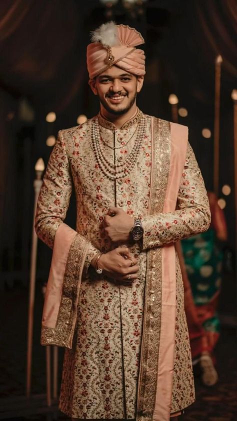 Marriage Poses, Indian Groom Dress, Indian Wedding Clothes For Men, Sherwani For Men Wedding, Wedding Kurta For Men, Groom Dress Men, Wedding Outfits For Groom, Indian Wedding Poses, Indian Groom Wear