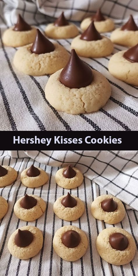 Hershey Kisses Cookies. Hershey, kisses gifts, cookies recipe, recipes, kiss cookies recipe, kiss cookies, kisses crafts, recipes, kiss chocolate, dessert, recipe. Chocolate Chip Blossom Cookies, Hersheys Kiss Cookies Christmas, Cookies With Hershey Kisses On Top, Candy Kisses Cookies, Shortbread Kiss Cookies, Peanut Butter Hershey Kiss Cookie Recipe, Jersey Kiss Cookies, Hershey Drop Cookies, Button Cookies Recipe