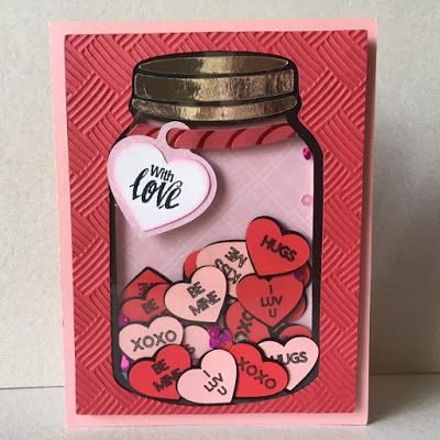 Cards With Jars On Them, Jar Cards Ideas, Heart Shaker Card, Mason Jar Shaker Cards, Shaker Greeting Cards, Mason Jar Cards Handmade, Valentine Shaker Cards Handmade, Valentine Shaker Cards, Shaker Cards Ideas