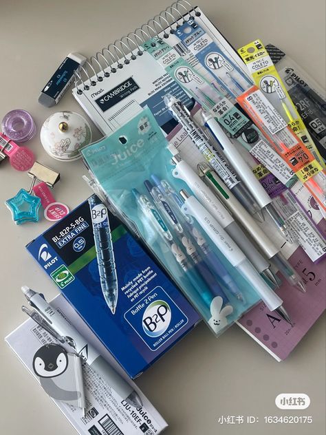 Korean Pens, School Supplies Aesthetic, Roller Coaster Of Emotions, Supplies Aesthetic, Studying Stationary, Pretty School Supplies, Stationery Obsession, Cute Stationary School Supplies, School Bag Essentials