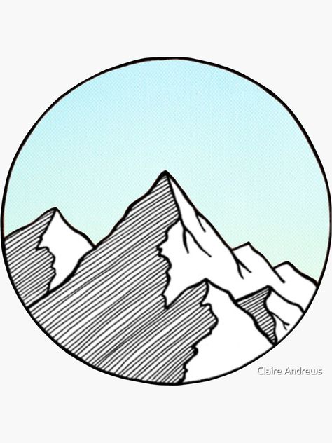 Simple Mountain Drawing, Tato Realis, Mountain Sketch, Mountain Drawing, Circle Drawing, Mountain Illustration, Man Sketch, Sketches Simple, Blue Gradient