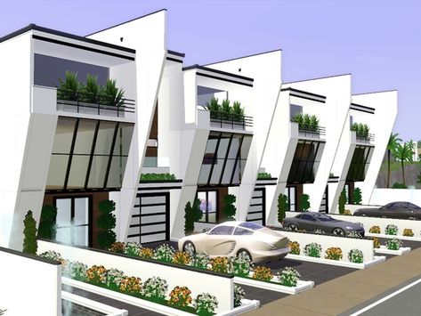 Row Villas, Small Row House Design, Modern Row House, Terrace House Exterior, Row House Design, Townhouse Exterior, Basement House Plans, Modern Townhouse, Art Restaurant