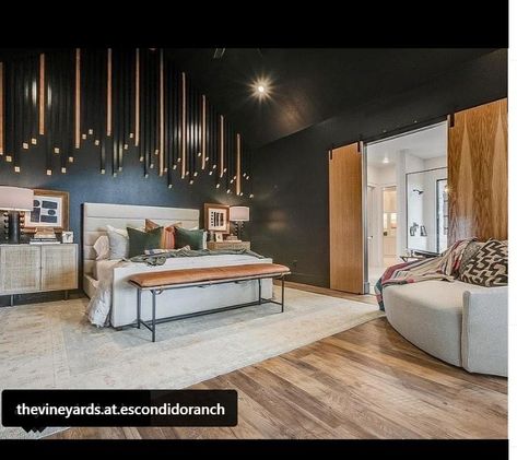 Love the dark walls against wood flooring Open Floor Plan Dark Walls, Light Wood Floors Dark Walls, Dark Walls Light Floors, Light Floors Dark Walls, Dark Ceiling Light Walls, Dark Walls Living Room, Moody Room, Black Wood Floors, Light Wooden Floor