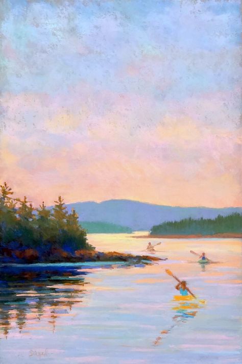 Suzanne Siegel : pigment prints : pigment prints from pastel paintings Cottage Painting, Lake Painting, Summer Painting, Lake Art, Landscape Art Painting, Artful Home, Sunset Painting, Beach Painting, The Dawn