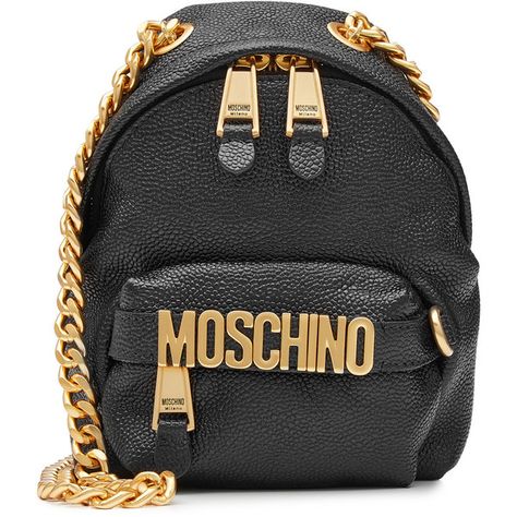 Miniature Backpack, Moschino Backpack, Mini Leather Bag, Black Buffet, Backpacks Black, Mini Leather Backpack, Moschino Bags, Fall Handbags, Leather Rucksack