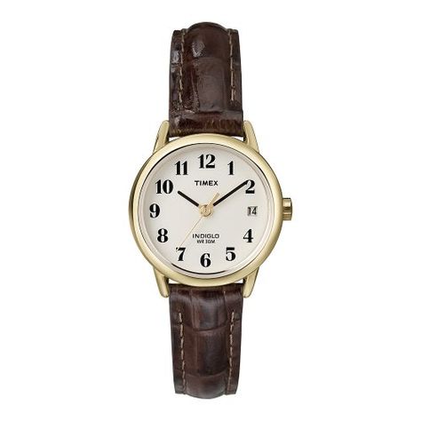 Timex Classic Ladies Watch with White Dial and Brown Leather Strap - T20071PF Timex http://www.amazon.co.uk/dp/B000PMFV5M/ref=cm_sw_r_pi_dp_fpVDwb1FKSFYE Leather Strap Watch Women, Timex Watch Women, Timex Indiglo, Brown Leather Strap Watch, Watches Women Leather, Timex Watches, Ice Watch, Brown Leather Strap, Casual Watches