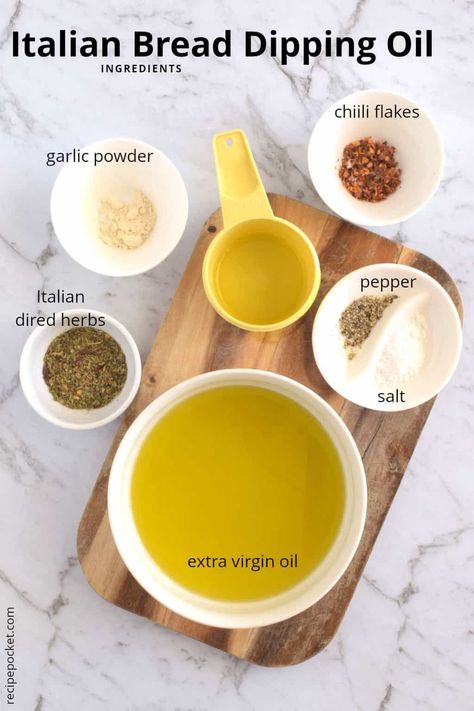 Italian Bread Dipping Oil | Recipe Pocket Garlic Oil For Bread, Italian Bread Dipping Oil, Bread Dipping Sauce, Bread Dips Recipes, Bread Dipping Oil Recipe, Dipping Oil Recipe, Olive Oil Dip For Bread, Olive Oil Dip, Bread Oil