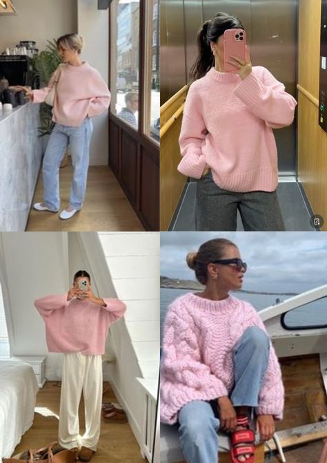 Pink knits for winter - Casual winter outfit inspiration. #winter #pinkknitwear #pink #cute Pastel Pink Sweater Outfit, Baby Pink Winter Outfits, Winter Outfits Light Colors, Icy Pink Outfit, Light Pink Turtleneck Outfit, Pink Cashmere Sweater Outfit, Pink Knitted Sweater Outfit, Light Pink Sweater Outfit Winter, Pink Top Outfit Winter