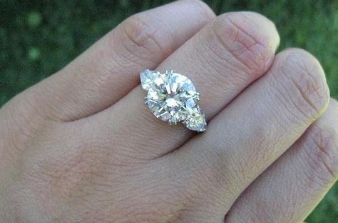 Engagement Ring With Trapezoid Side Stones, Round Diamond With Trillion Side Stones, Round Diamond With Pear Side Stones, Round Diamond With Side Stones, Expensive Diamond Engagement Rings, Leon Mege, Sterling Silver Name Necklace, Cute Engagement Rings, Future Engagement Rings