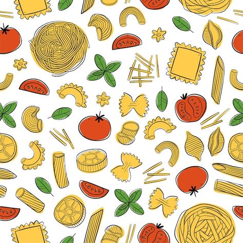 Italian Background Aesthetic, Italy Pattern Design, Italy Background Aesthetic, Italian Pattern Design, Italian Clipart, Italian Food Illustration, Pasta Potluck, Pasta Cartoon, Pasta Background