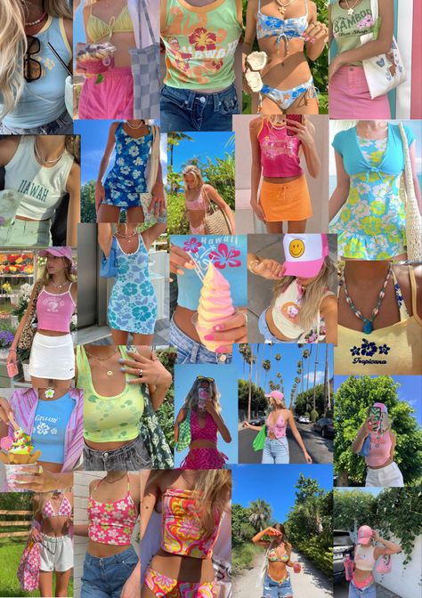 Coconut Style Clothing, Pantropiko Outfit Ideas, Summer Outfits Tropical Vacations, Coconut Dream Outfits, Things To Wear To The Beach, Spring Fit Ideas, Hawaii Clothes Aesthetic, Coconut Core Outfit, Tropical Clothes Aesthetic